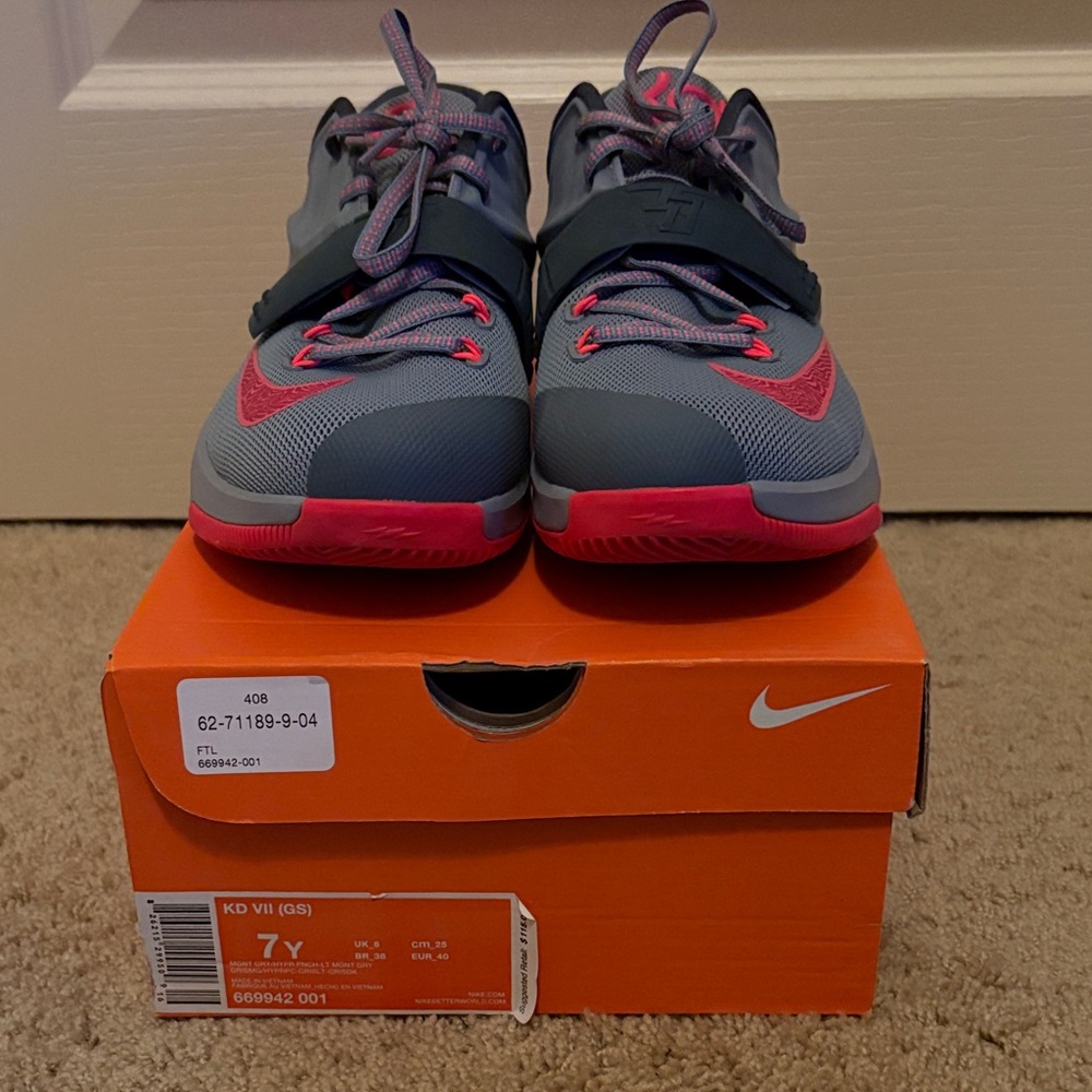 Nike Kids' KD VII Sneakers - Gray and Pink